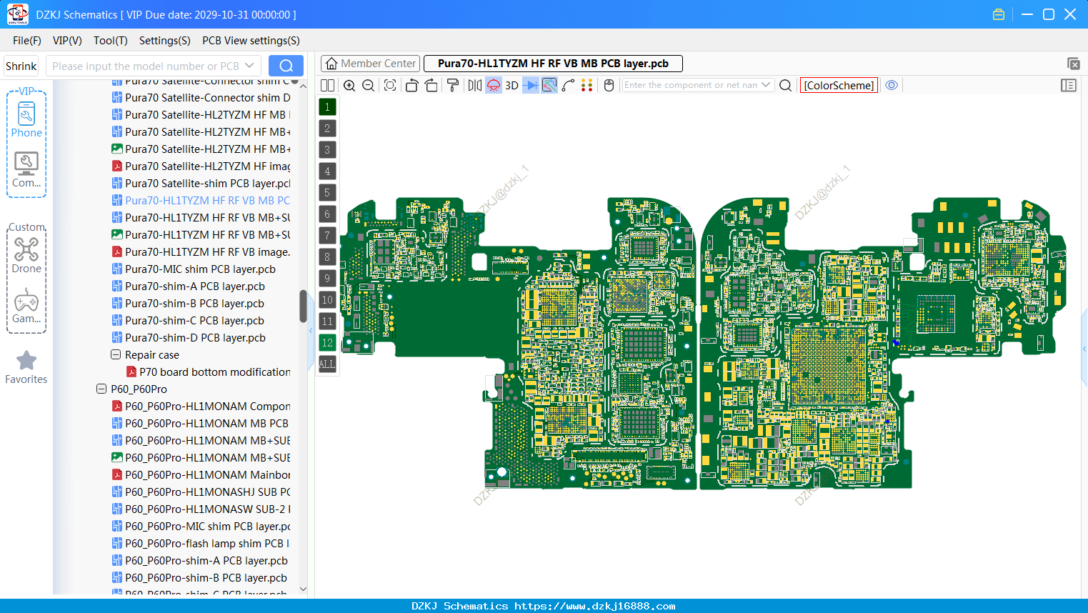 Huawei Pura70-HL1TYZM HF RF VB MB PCB Layer